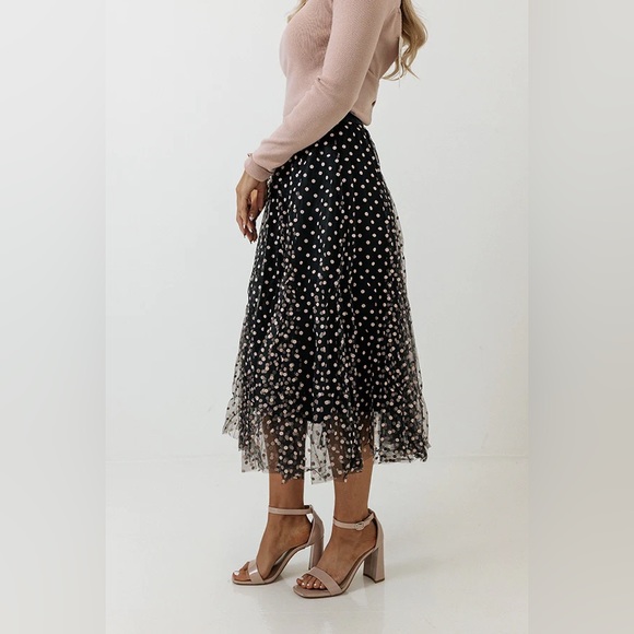 BCBGeneration Black and Gold Polka Dot Skirt Women - Picture 2 of 7